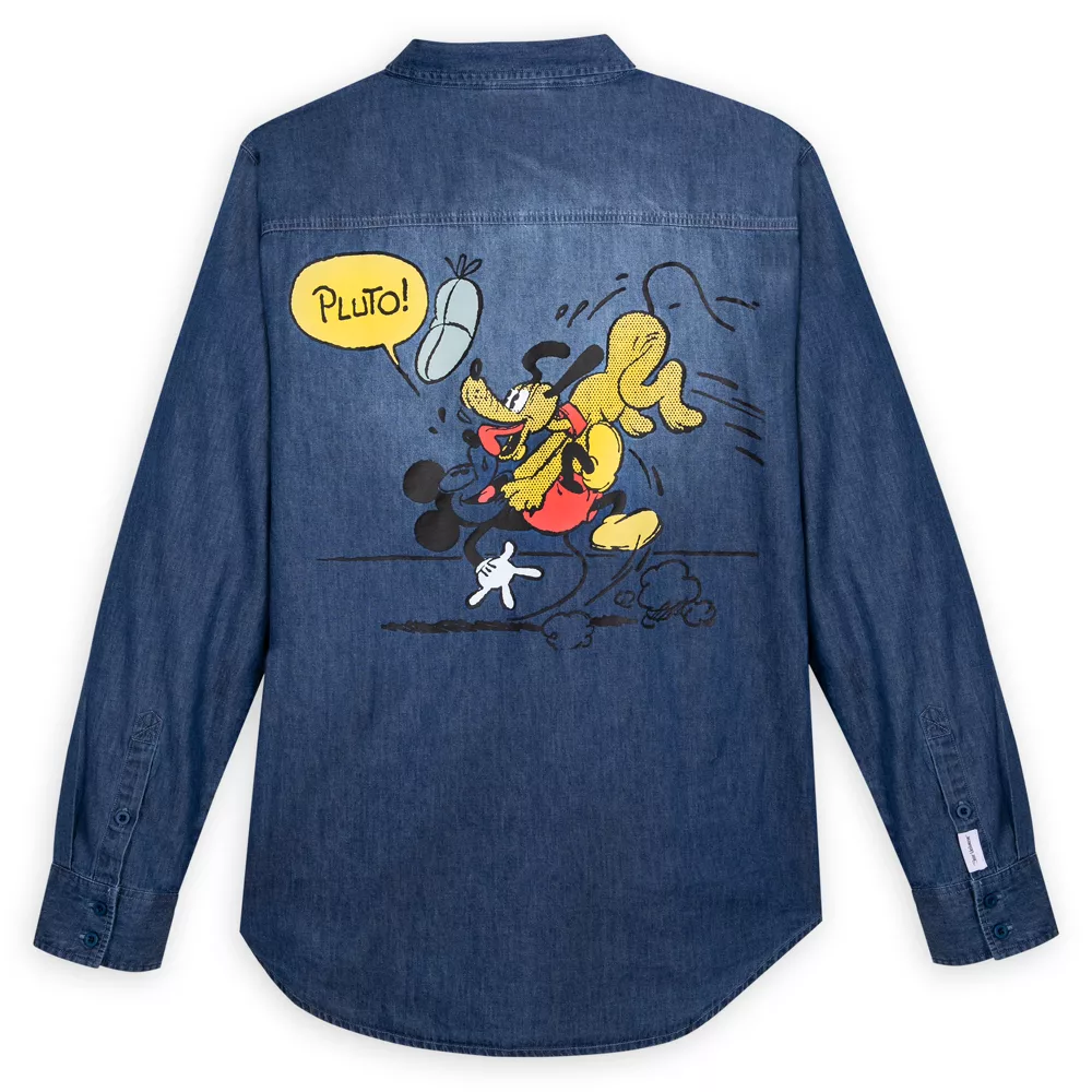 Disneyland Her Universe Chemise En Denim Mickey Et Pluto Style BD Pour Adultes – Image 2